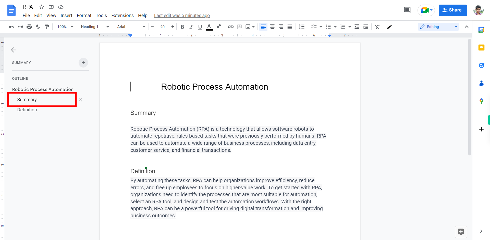 RPA - Google Docs