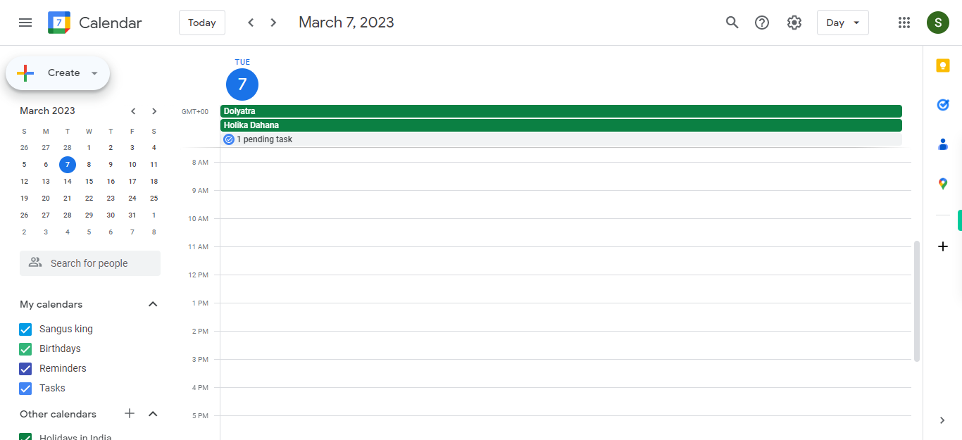 Google Calendar - Tuesday, March 7, 2023, today