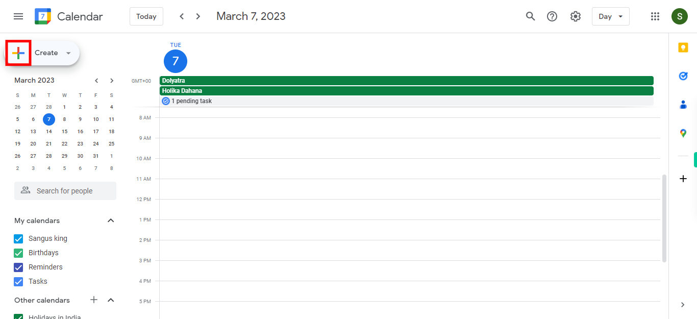 Google Calendar - Tuesday, March 7, 2023, today