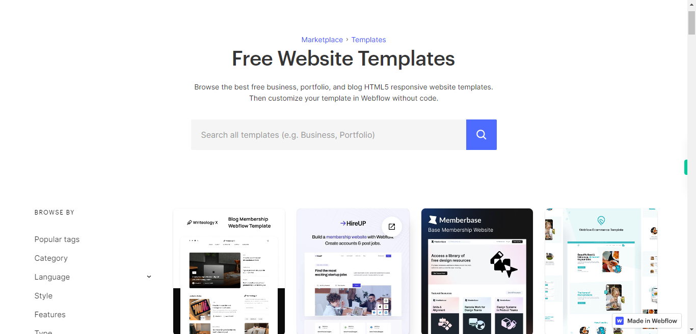 1500+ Free HTML5 Website Templates 2023 | Webflow