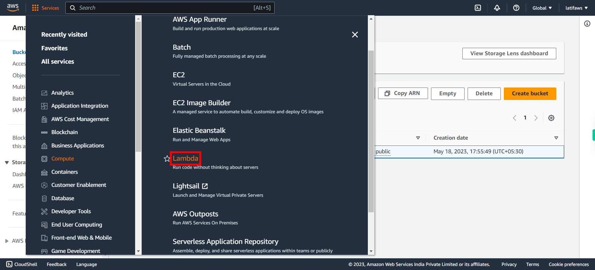 S3 Management Console