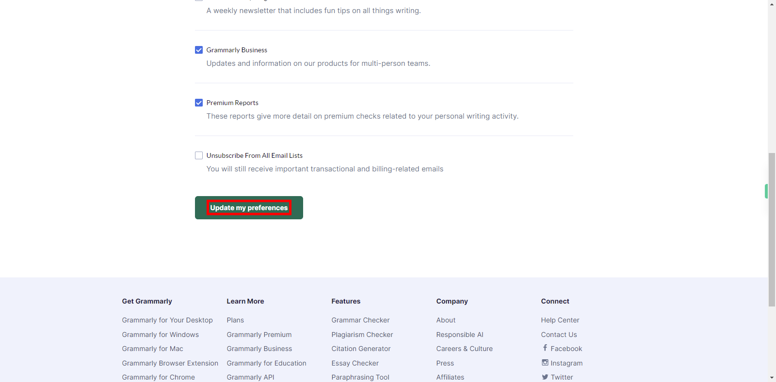 Profile Preferences | Grammarly