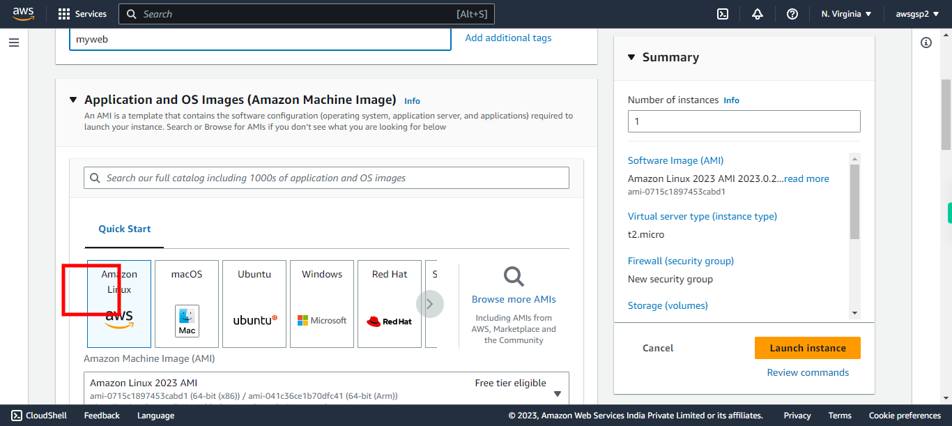 Launch an instance | EC2 Management Console