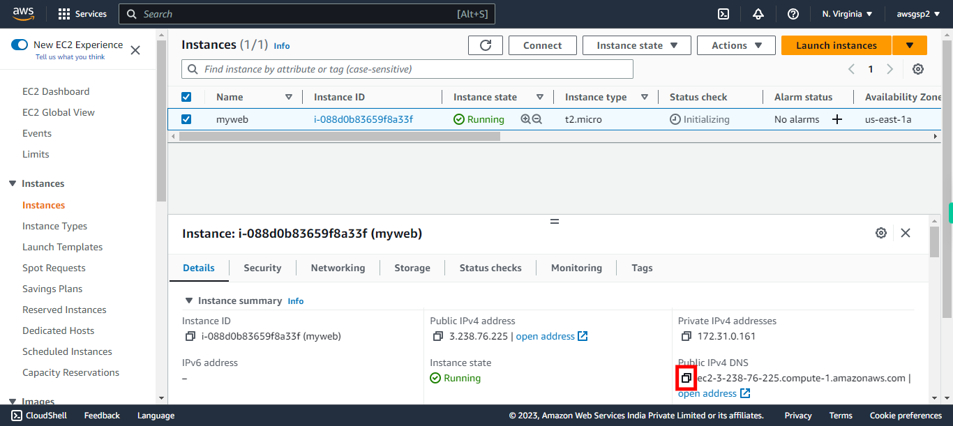 Instances | EC2 Management Console