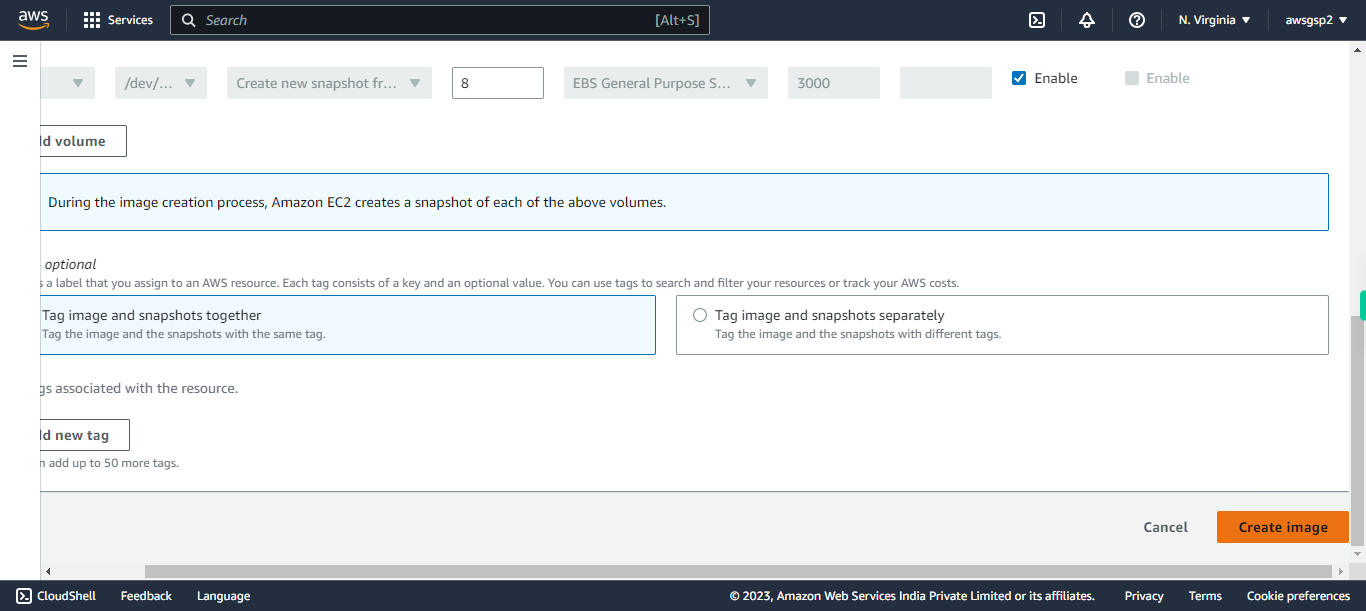 Create Image | EC2 Management Console