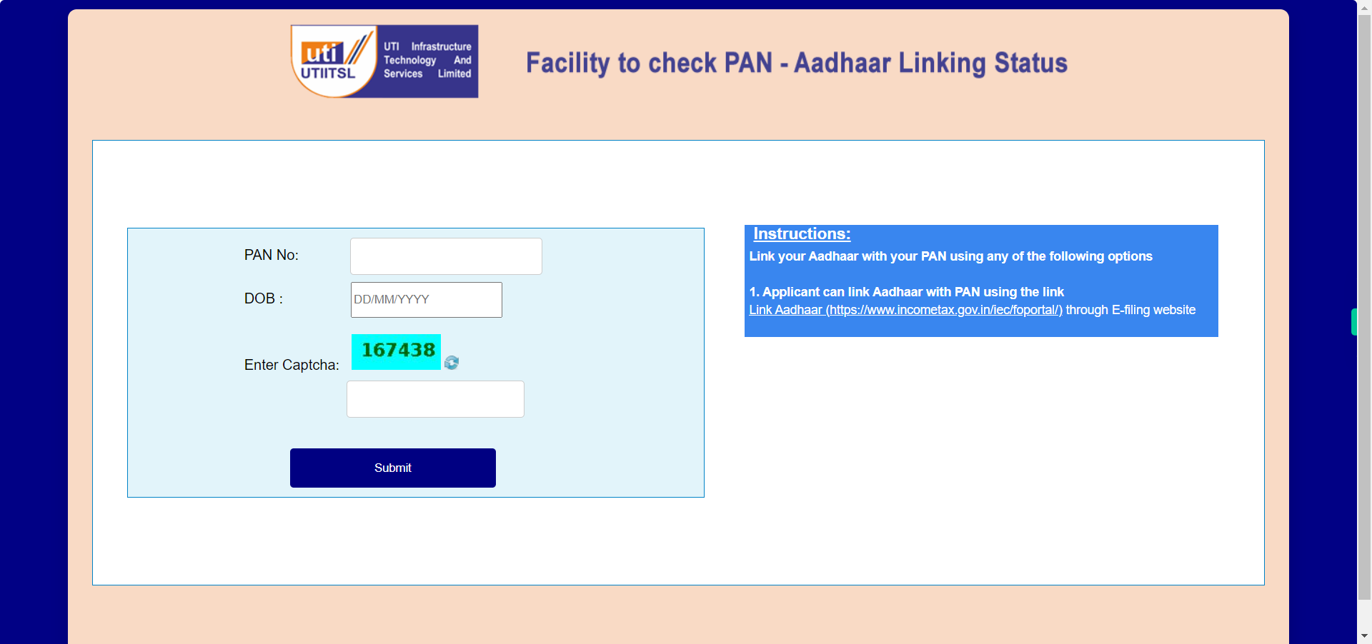 PAN Aadhaar Linking Check