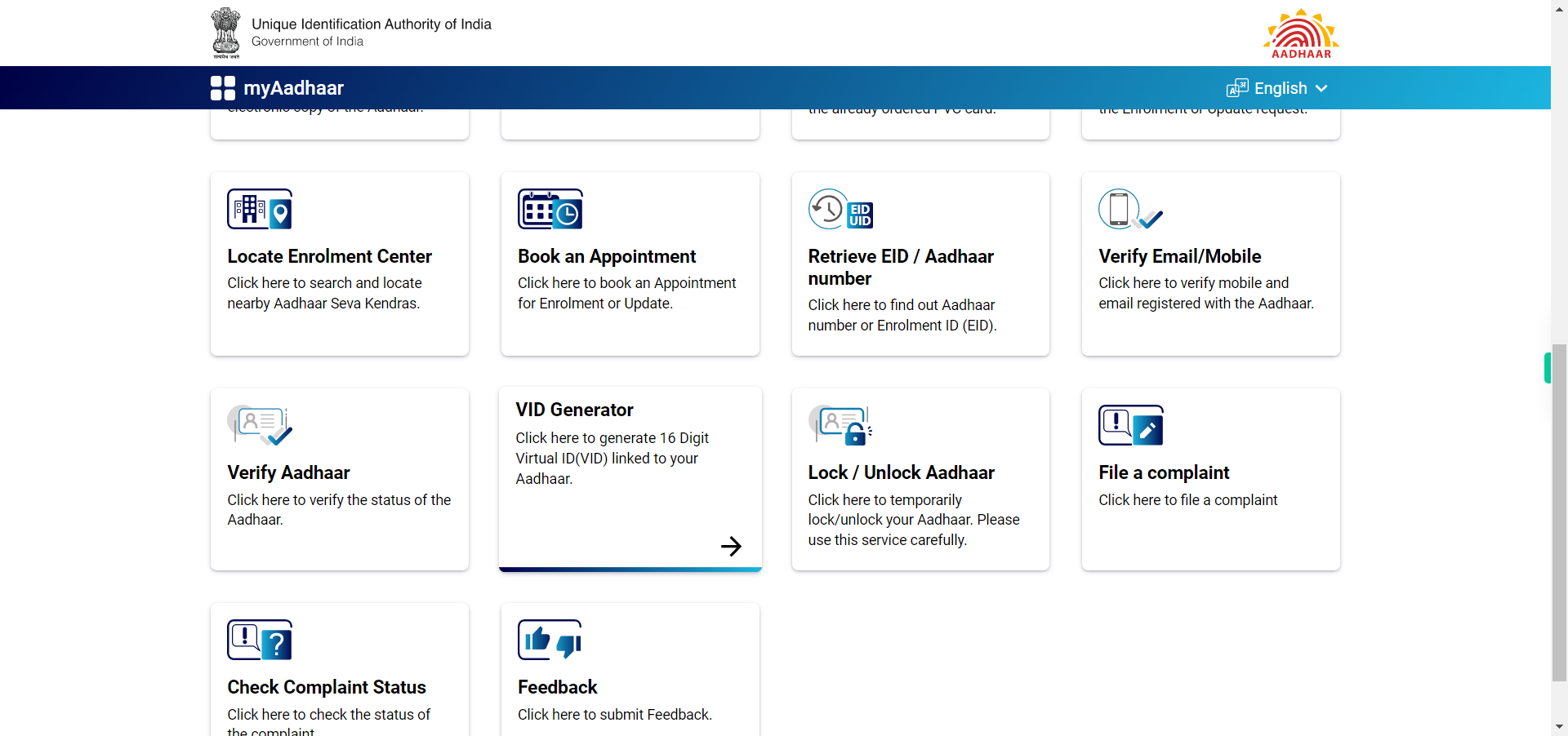 myAadhaar - Unique Identification Authority of India | Government of India