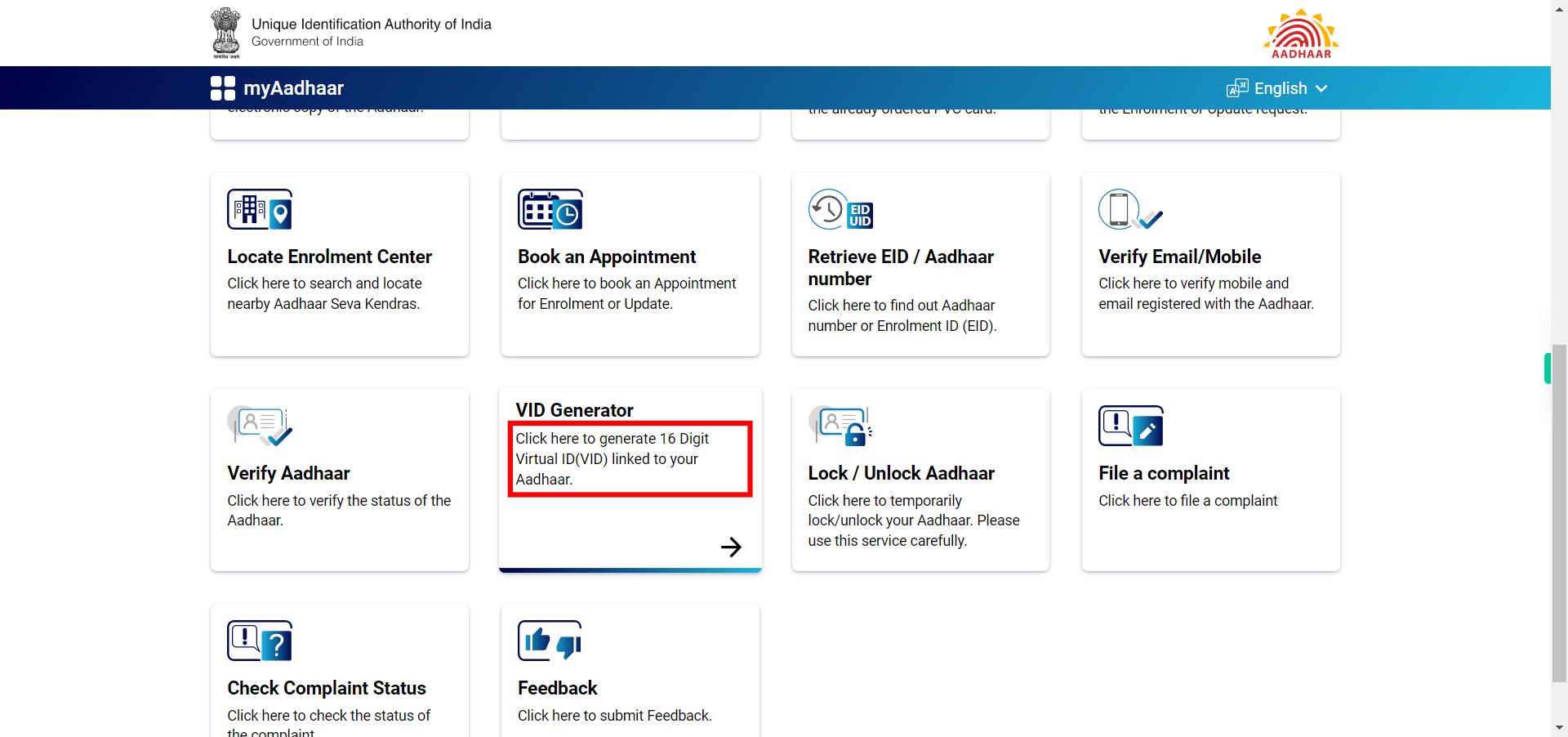 myAadhaar - Unique Identification Authority of India | Government of India