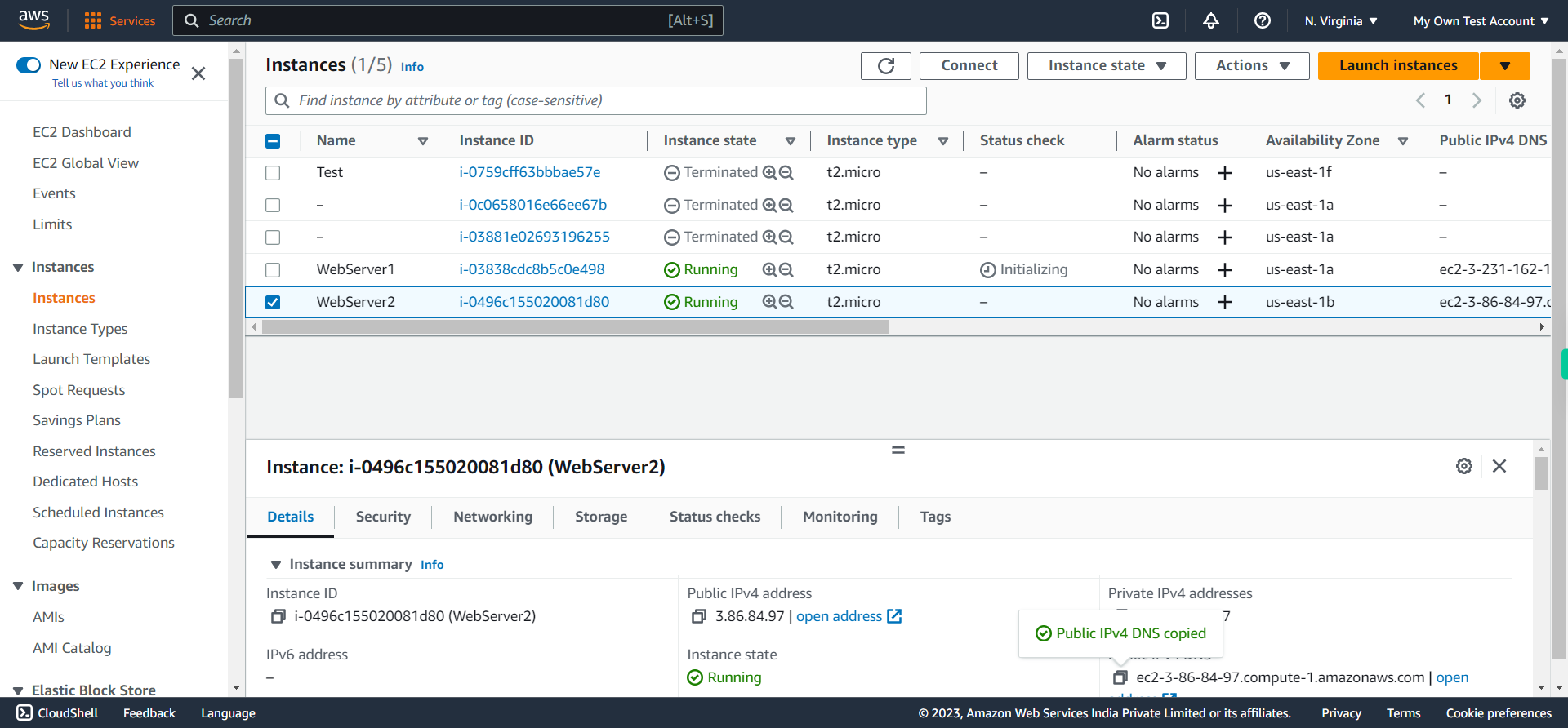 EC2 Management Console