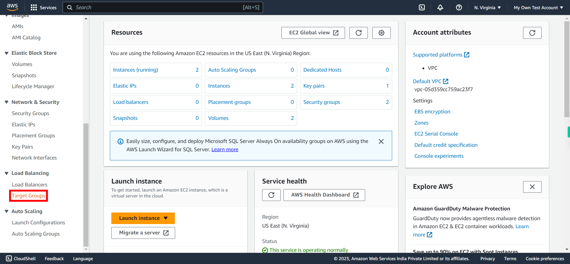 Dashboard | EC2 Management Console