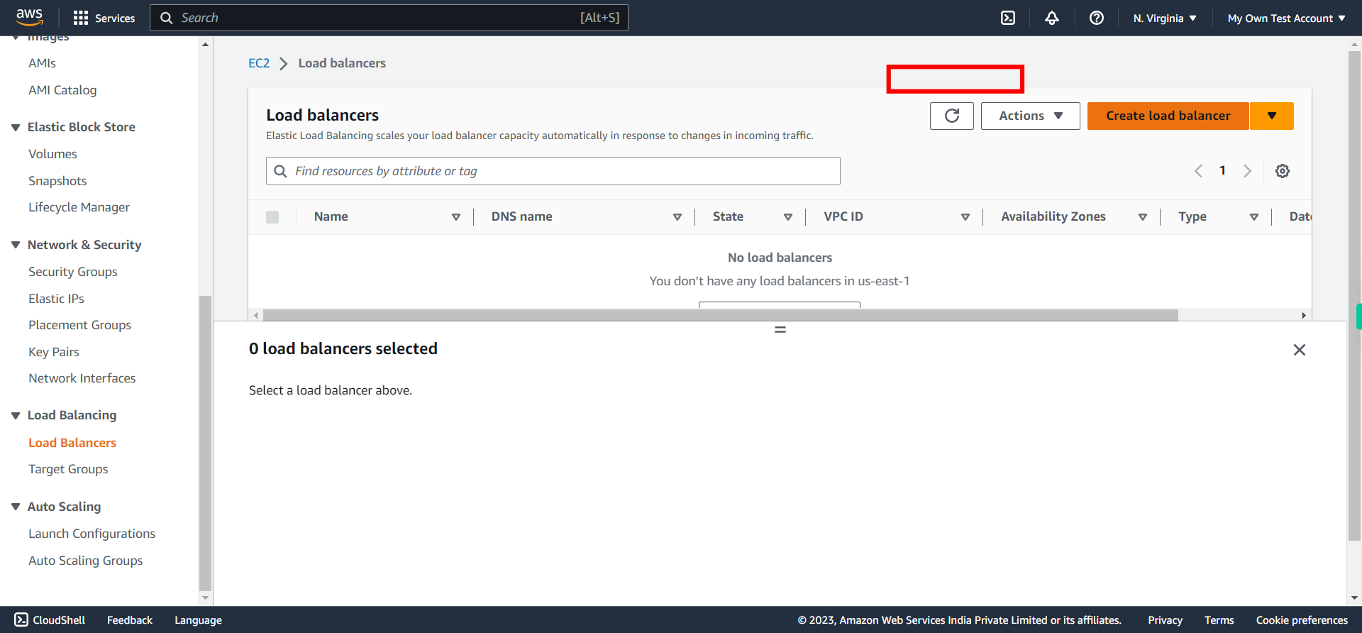 Load balancers | EC2 Management Console