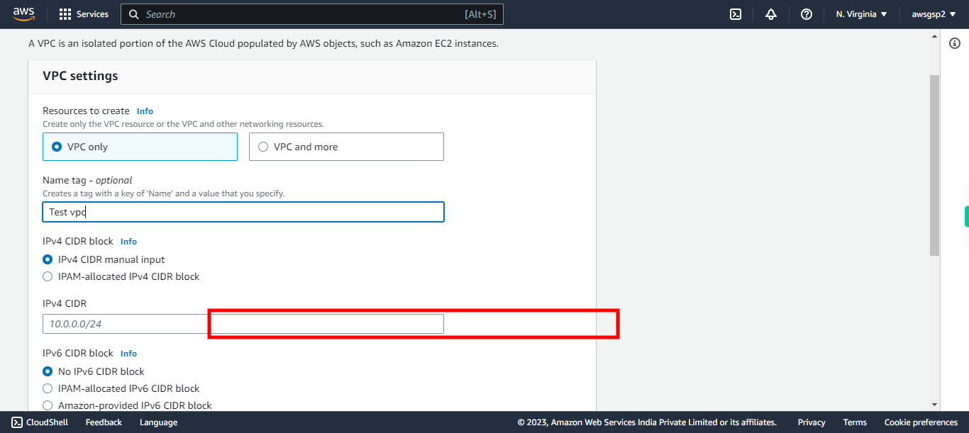 VPC Management Console