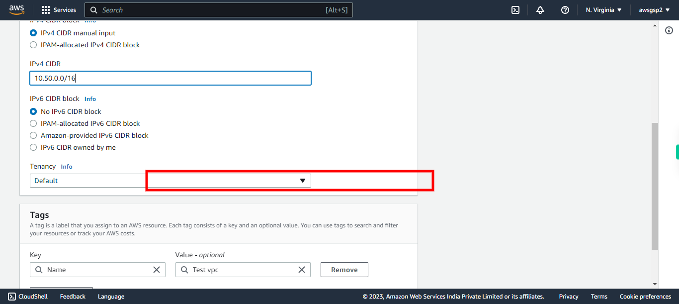 VPC Management Console