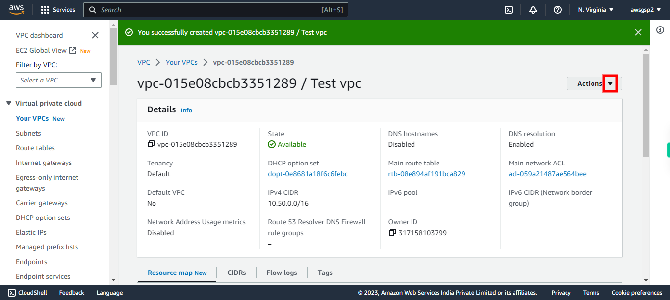 VPC Management Console