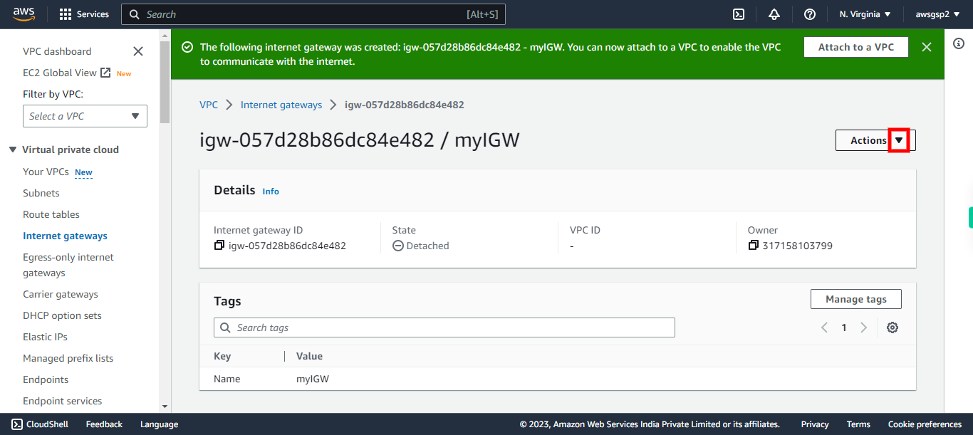 VPC Management Console