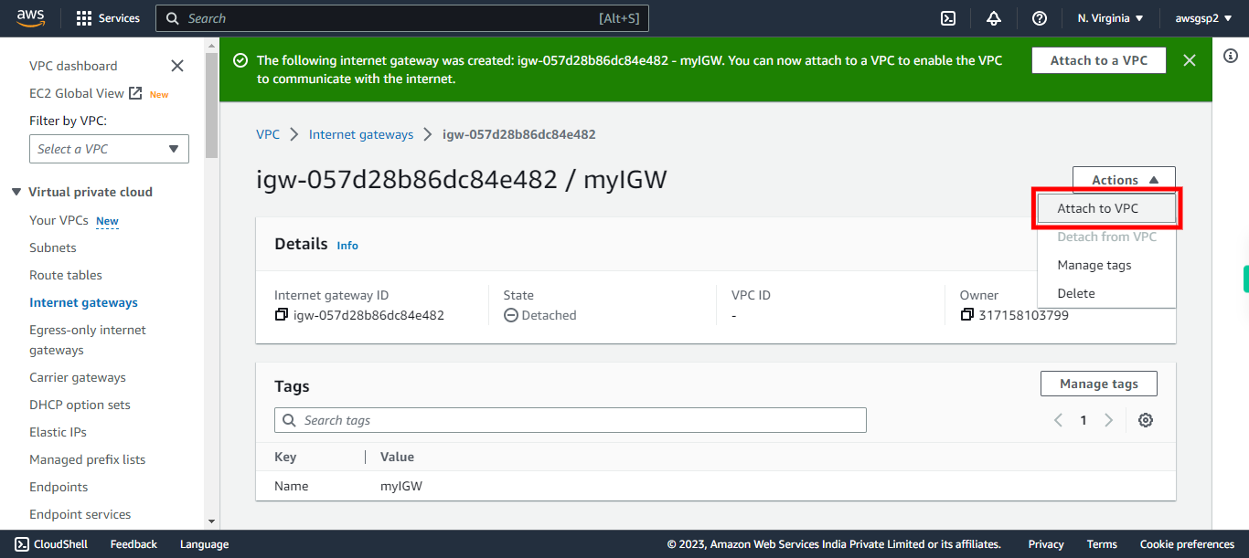 VPC Management Console