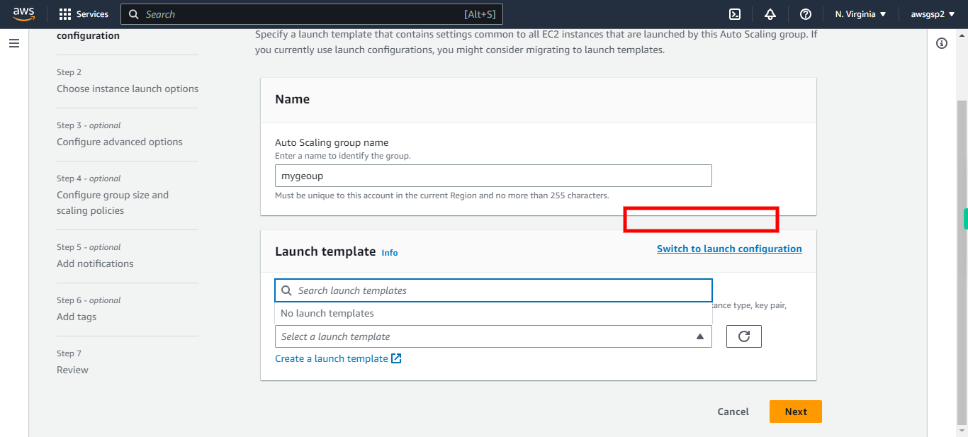 Create Auto Scaling group | EC2 Management Console