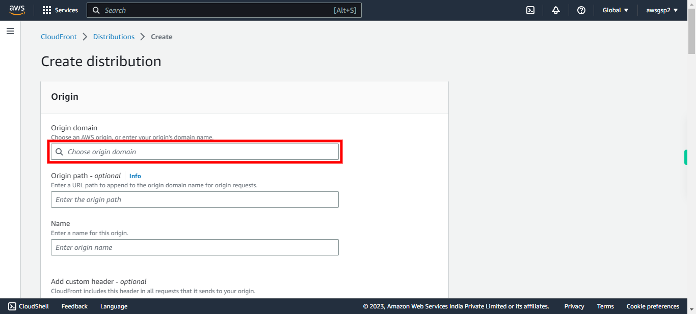 Create - Distributions - CloudFront