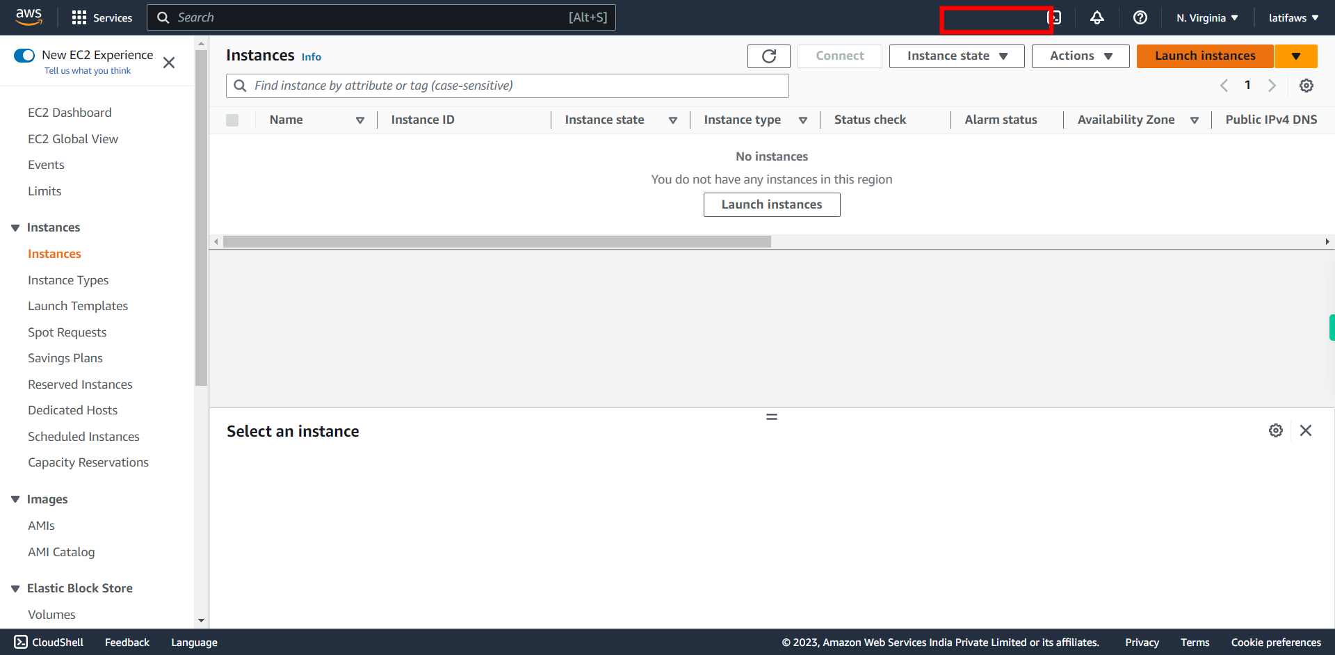 Instances | EC2 Management Console