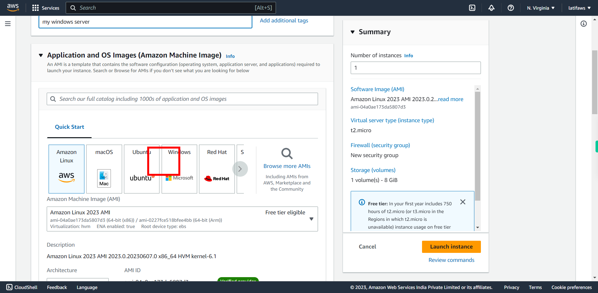 Launch an instance | EC2 Management Console