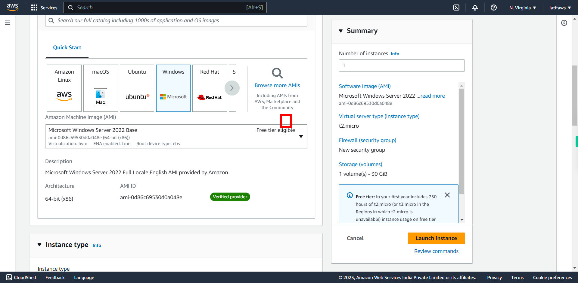 Launch an instance | EC2 Management Console