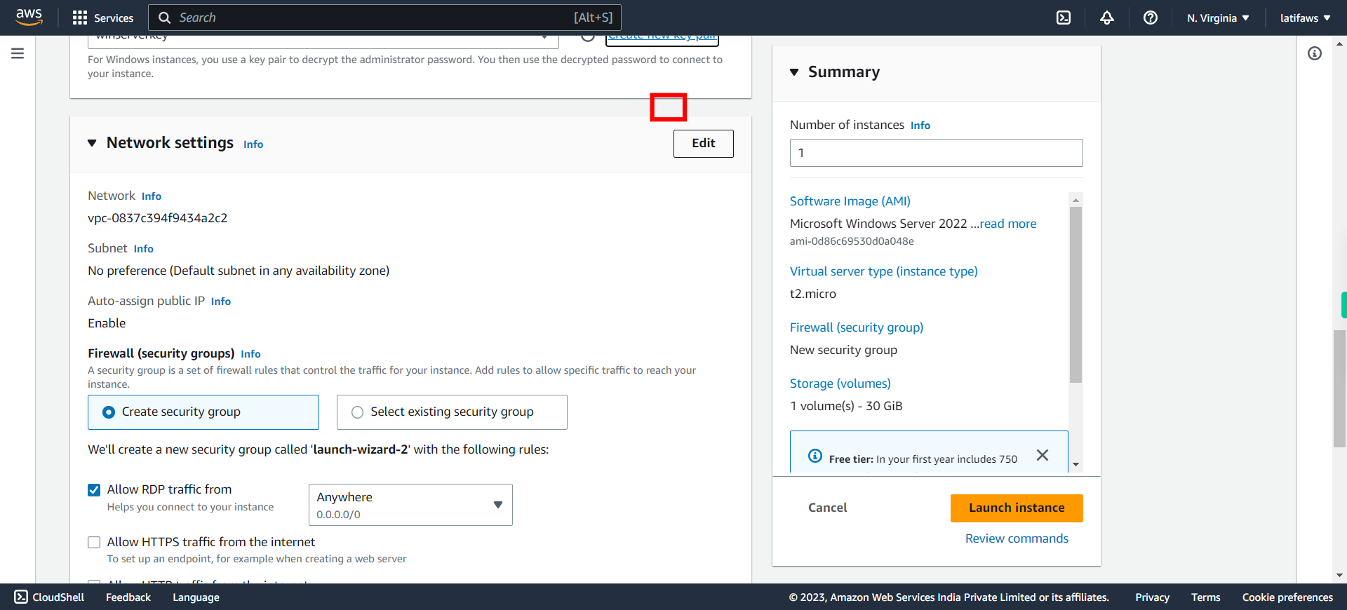 Launch an instance | EC2 Management Console