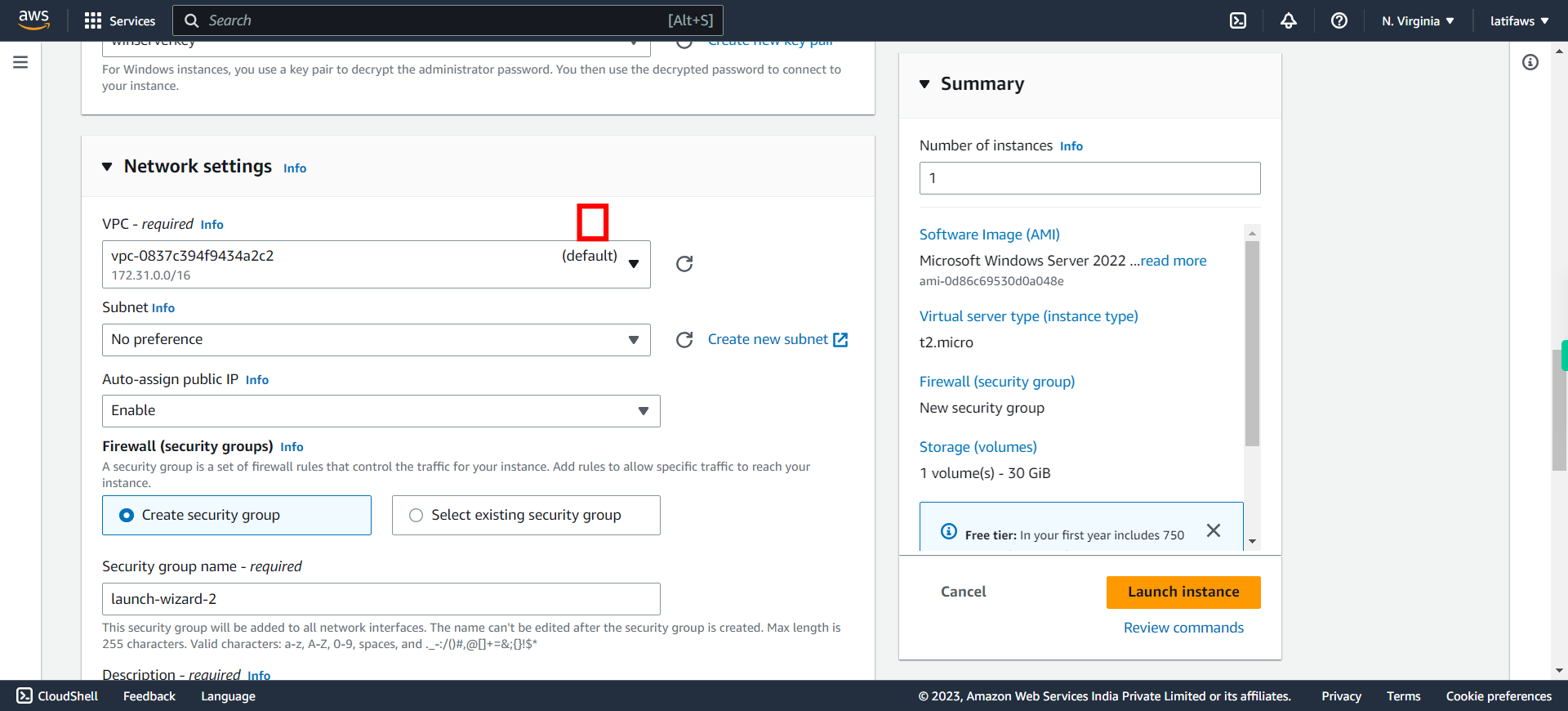 Launch an instance | EC2 Management Console