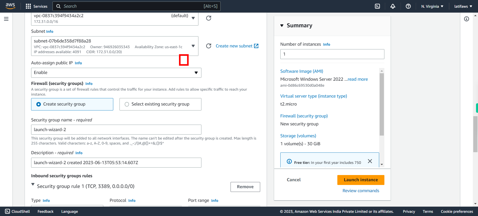 Launch an instance | EC2 Management Console