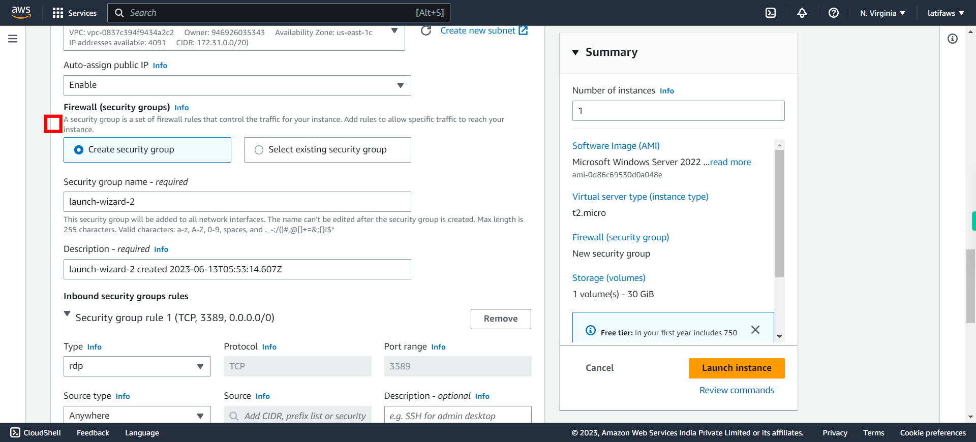 Launch an instance | EC2 Management Console