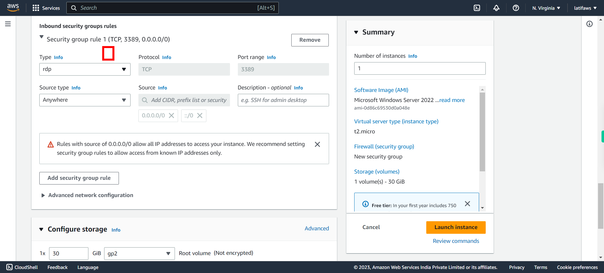 Launch an instance | EC2 Management Console