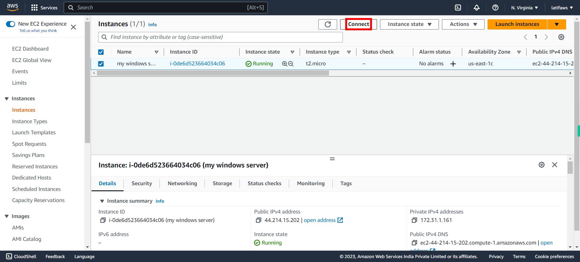 EC2 Management Console