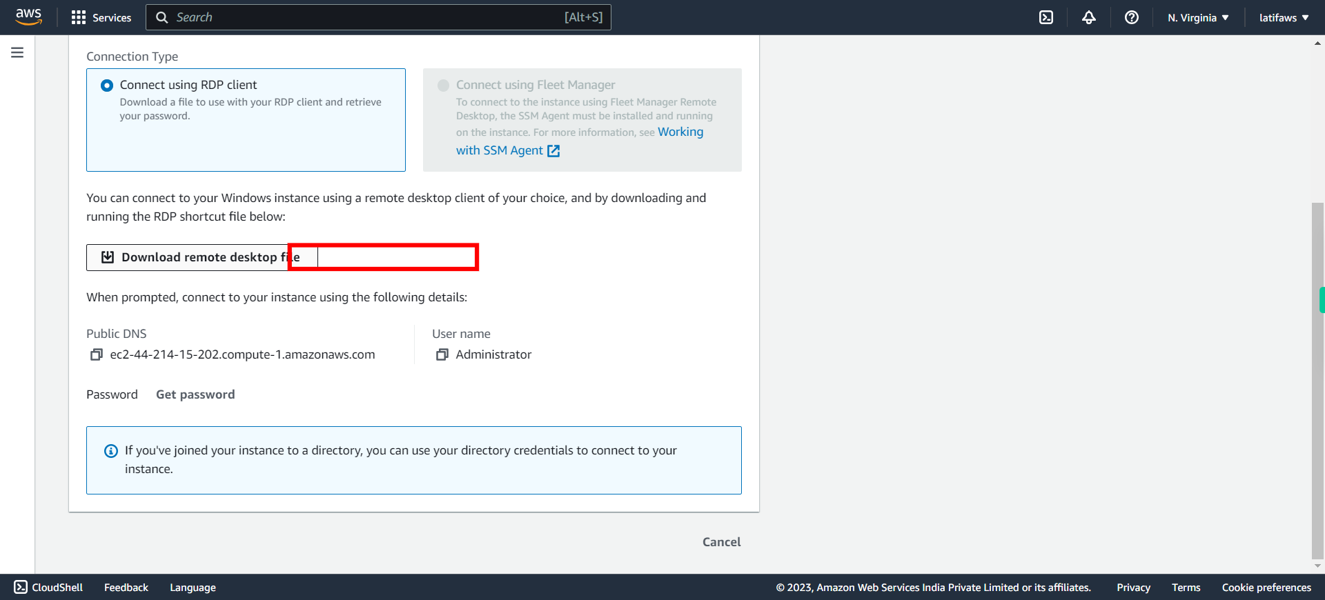 Connect to instance | EC2 Management Console