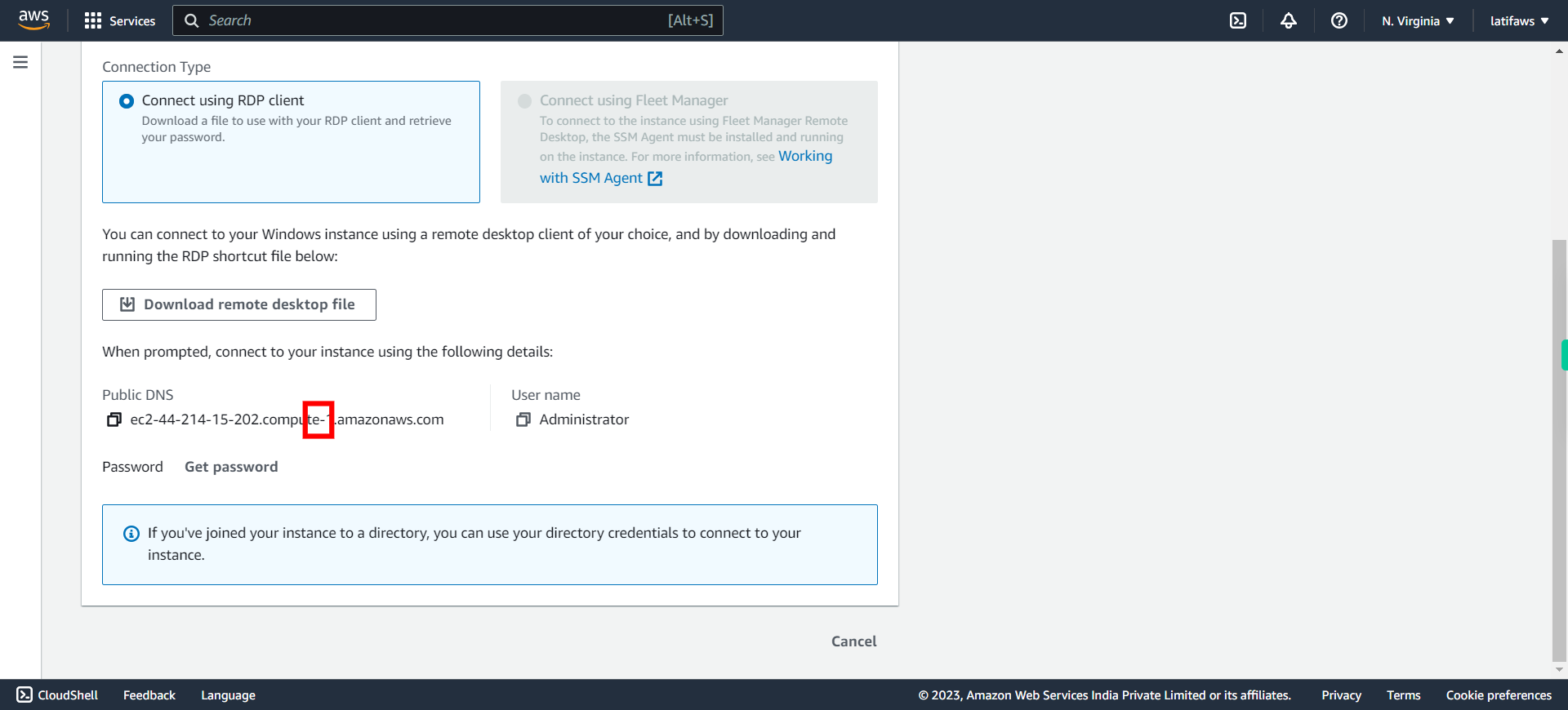 Connect to instance | EC2 Management Console