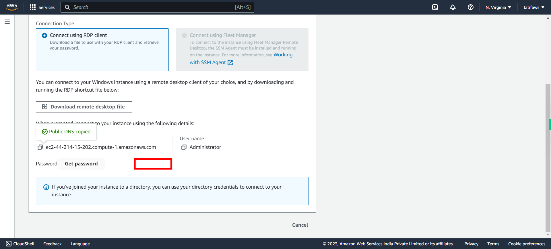 Connect to instance | EC2 Management Console