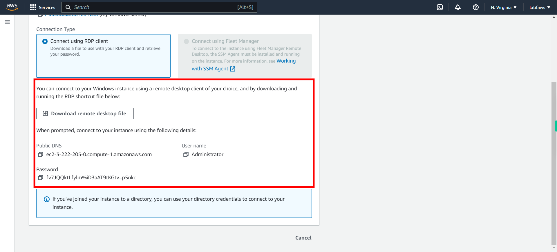 Connect to instance | EC2 Management Console