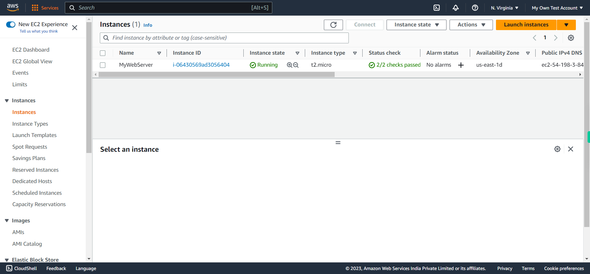 Instances | EC2 Management Console