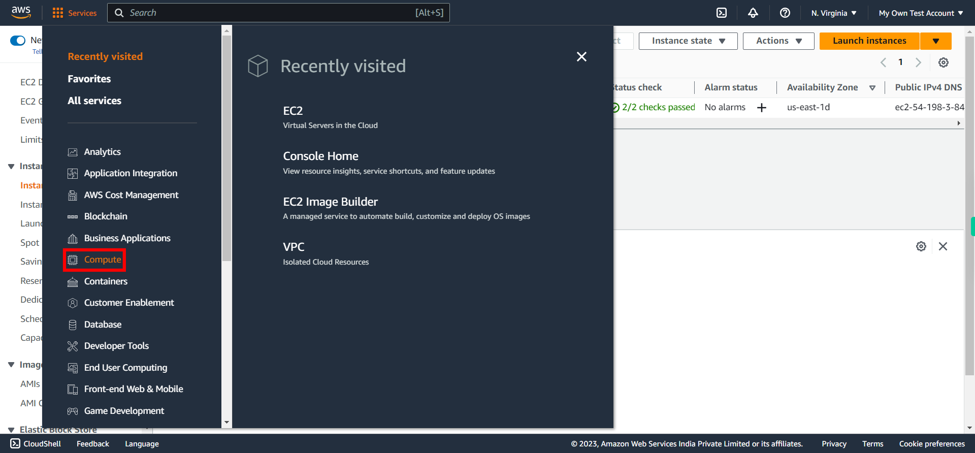 Instances | EC2 Management Console