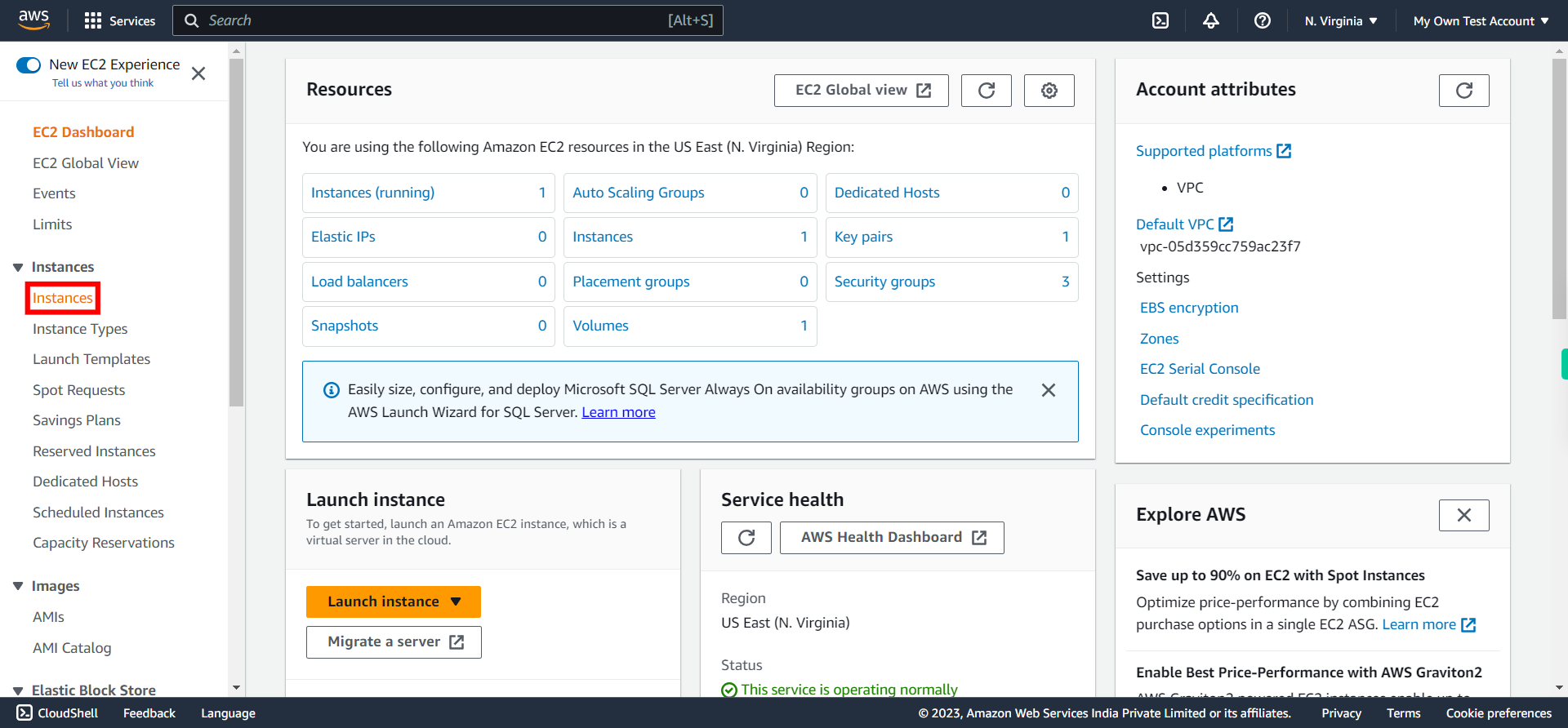 Dashboard | EC2 Management Console