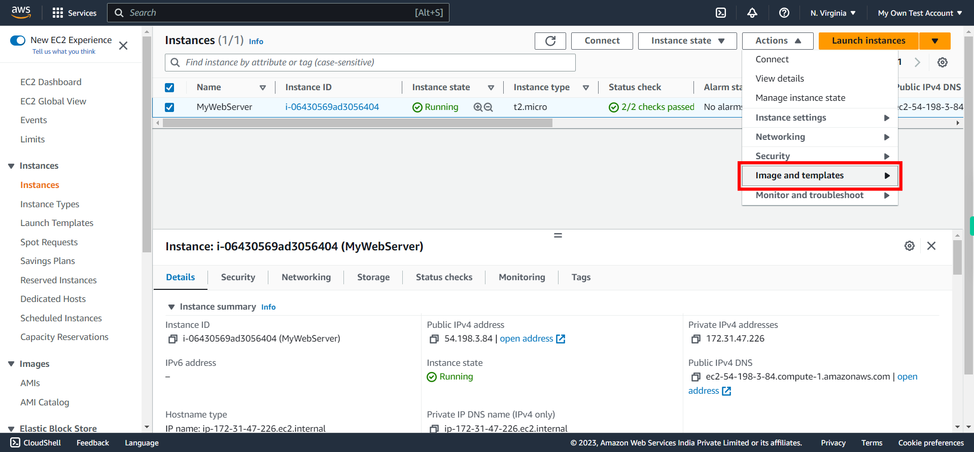 Instances | EC2 Management Console