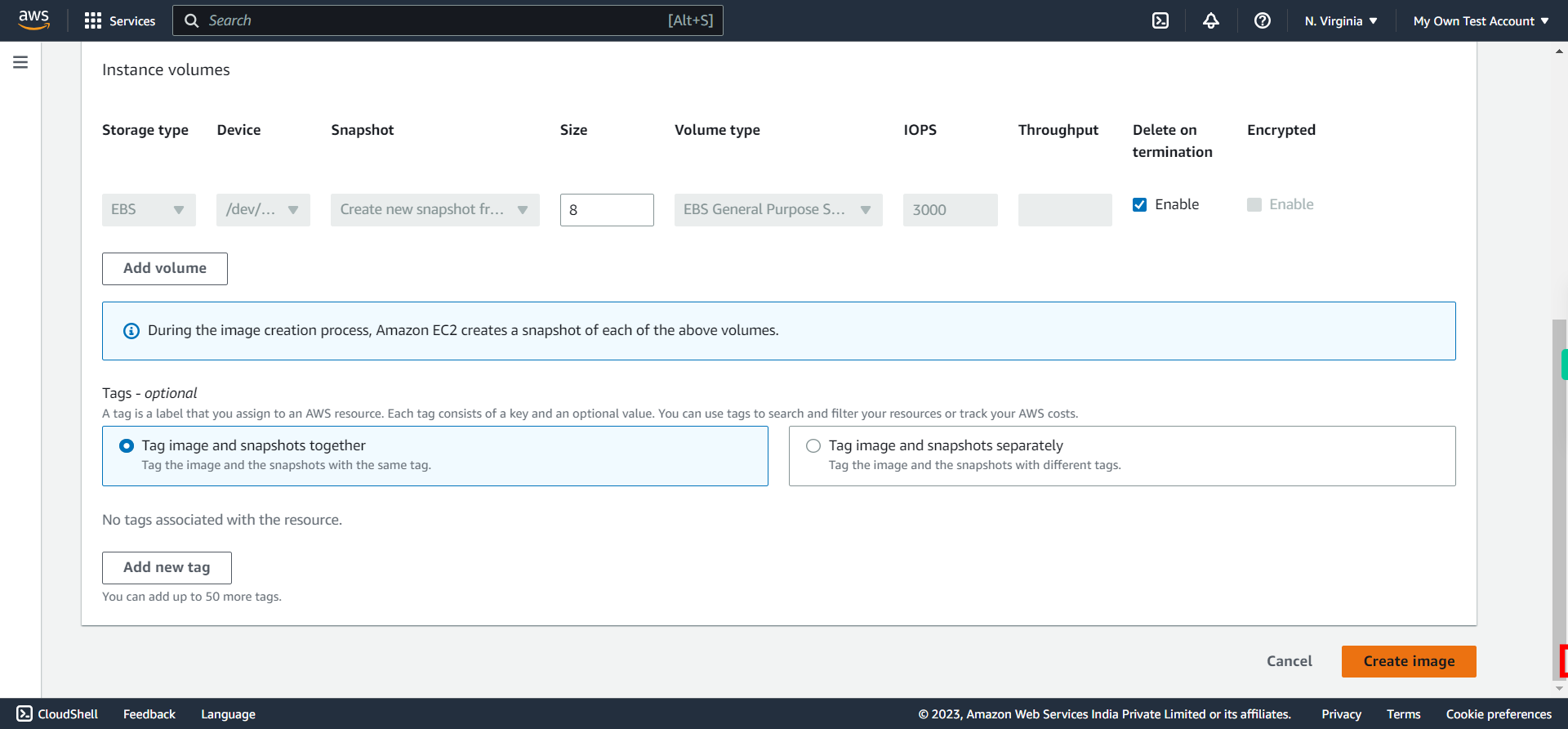 Create Image | EC2 Management Console