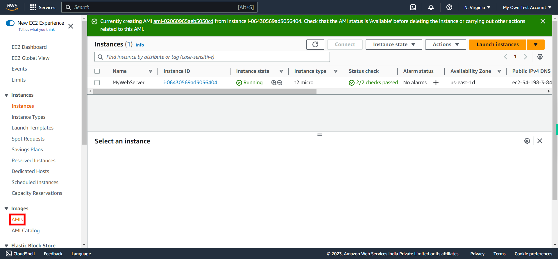 Instances | EC2 Management Console