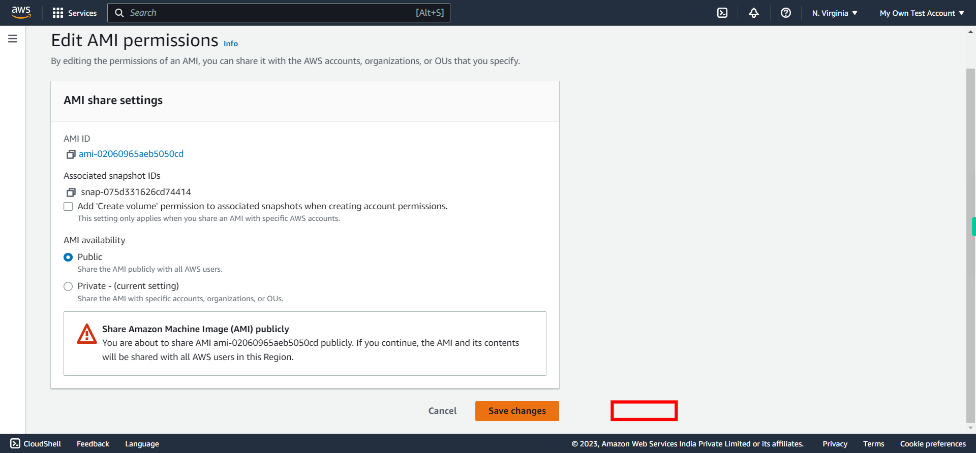 Edit image permissions | EC2 Management Console