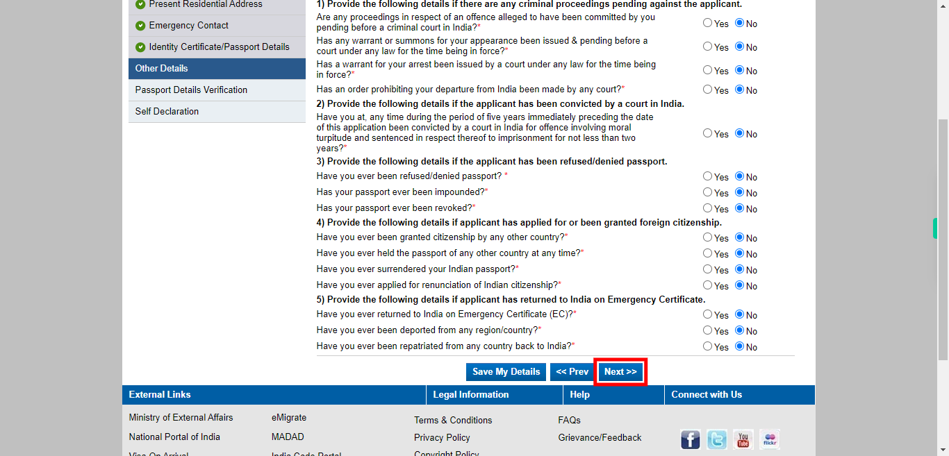 Other Details : Apply for Fresh Passport / Reissue of Passport | Passport Seva