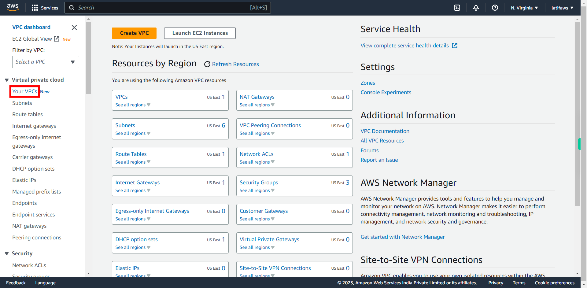 VPC Management Console