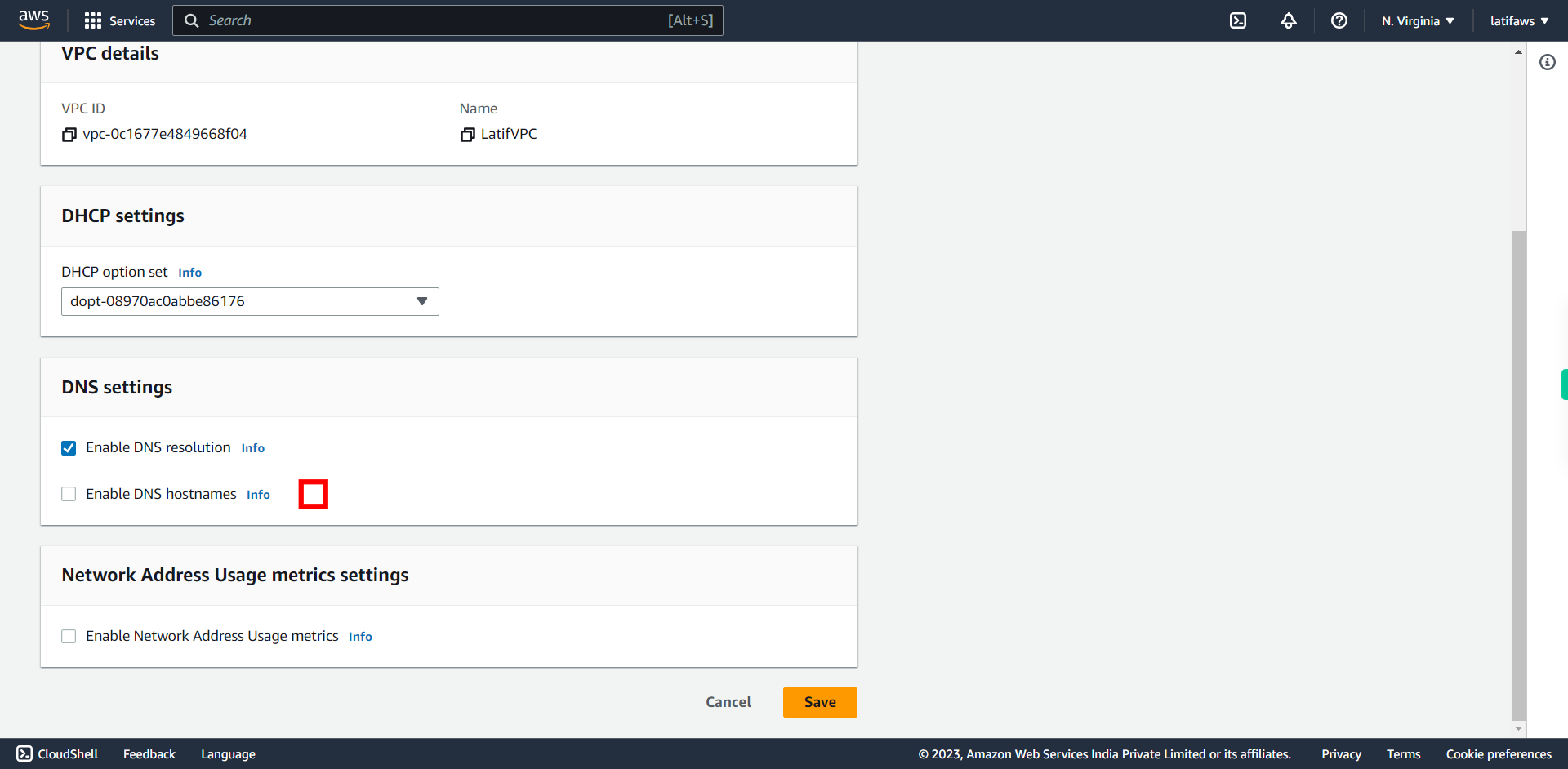 VPC Management Console