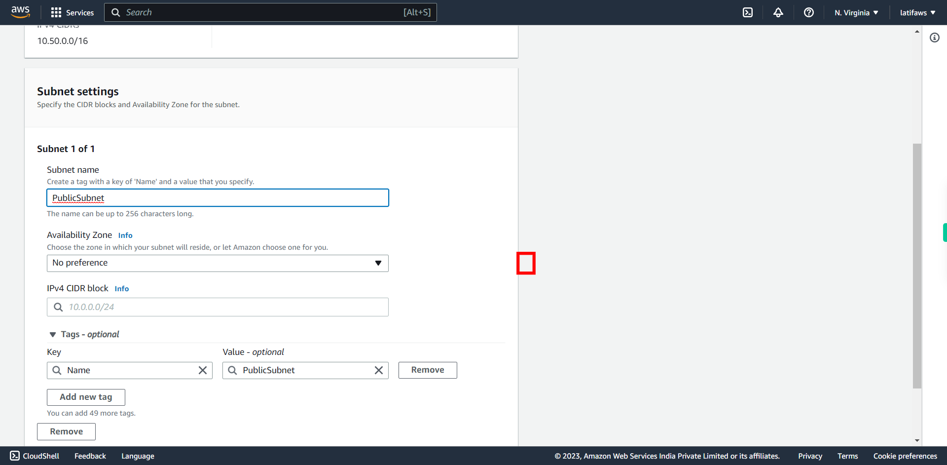 VPC Management Console