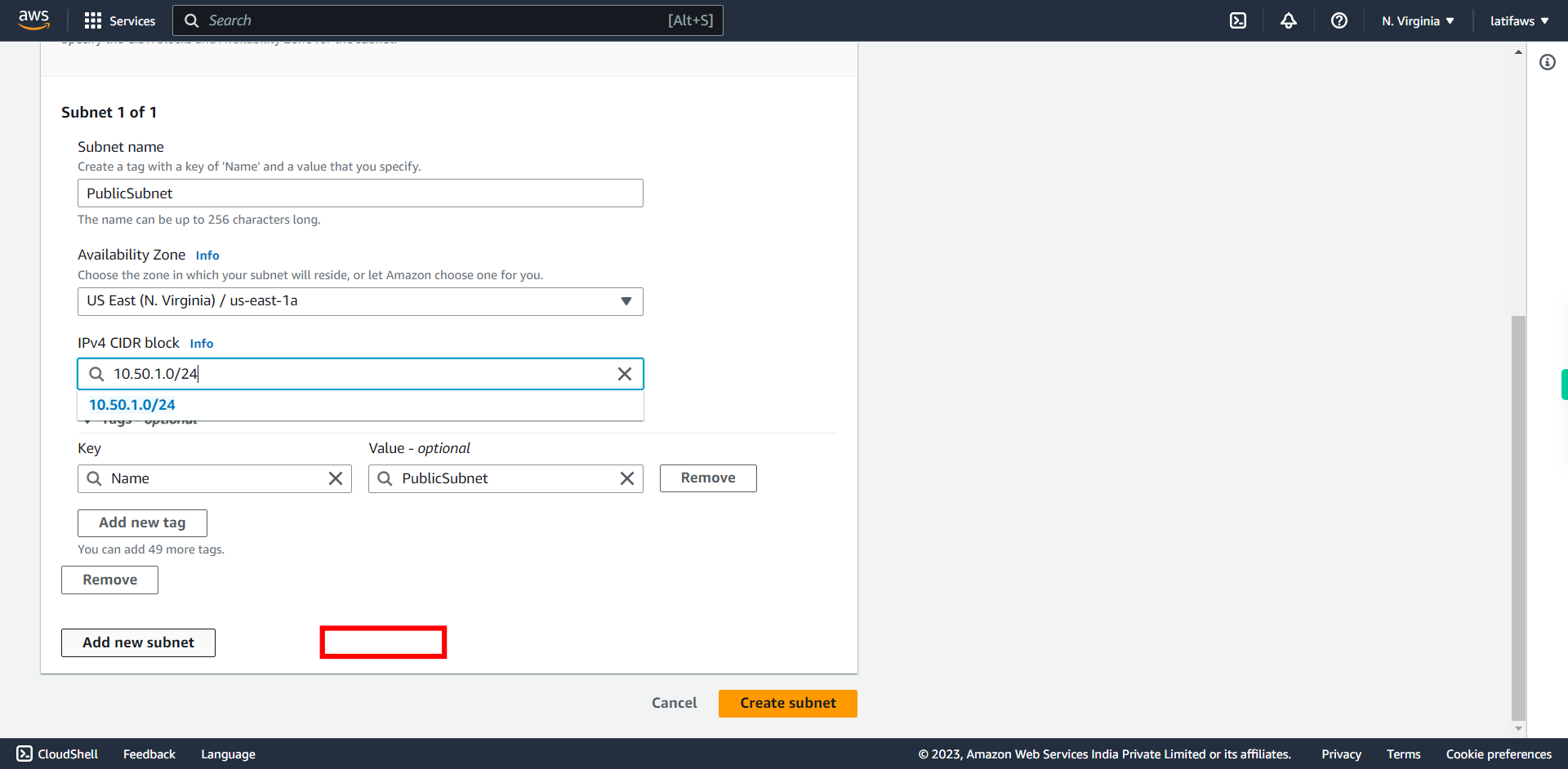 VPC Management Console