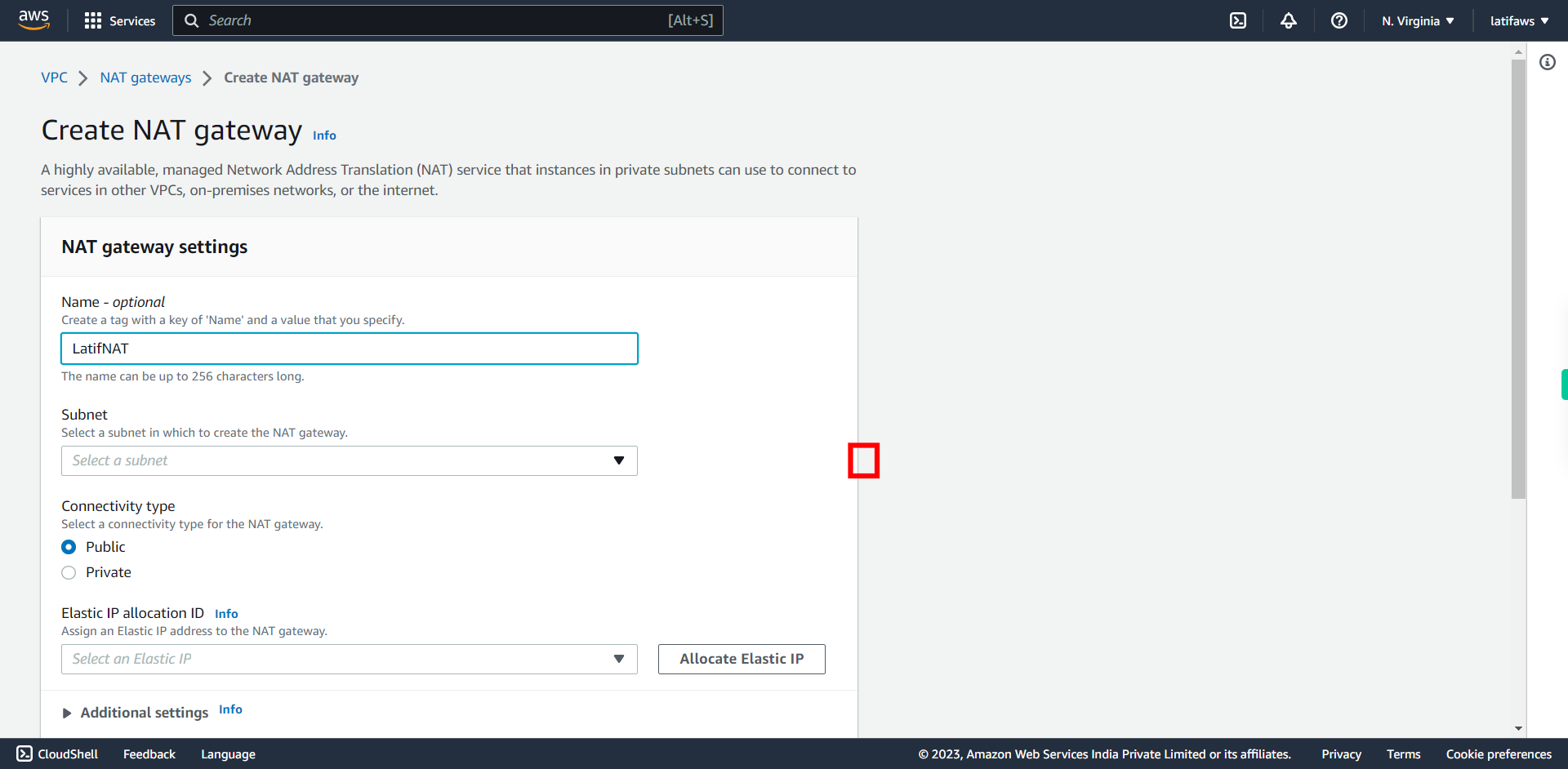 VPC Management Console