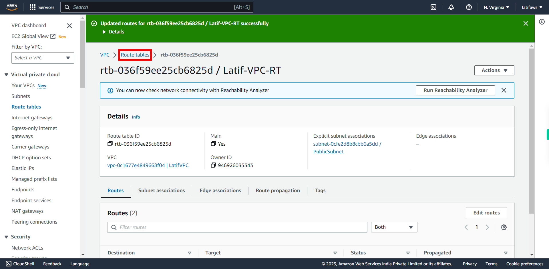 VPC Management Console