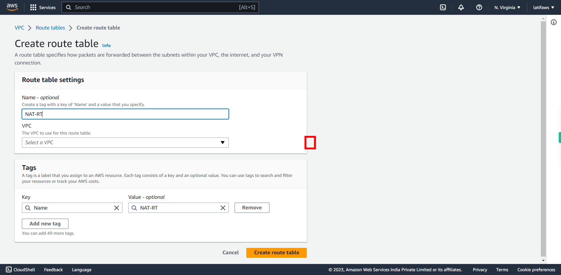 VPC Management Console